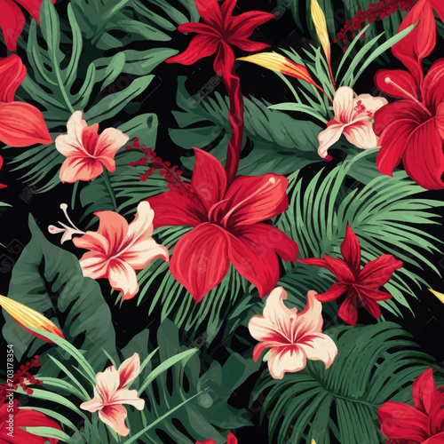 seamless pattern with red flowers © Suzy