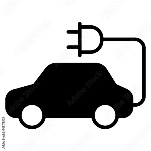 Charging Car solid glyph icon