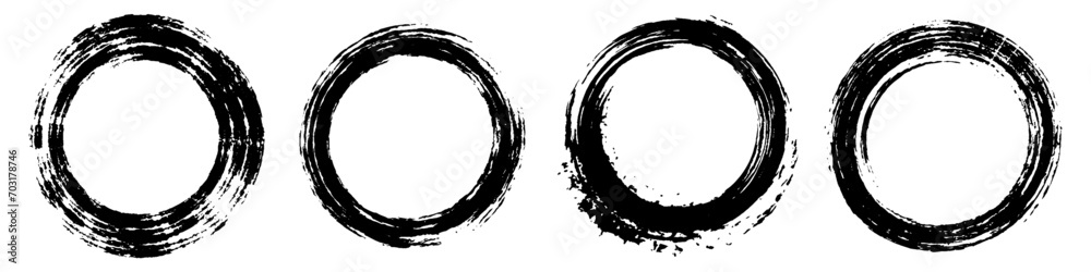 black grunge round paint stroke circles. set of brush stroke round frame black grunge round paint stroke circles. set of brush stroke round frame
