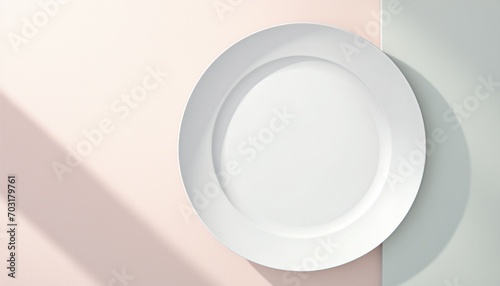 clean white plate with window shadow and pink paste in the background
