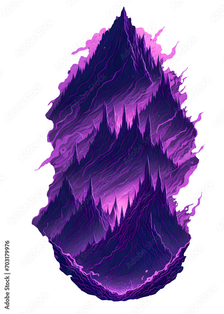 Obraz premium A monochromatic purple leaf structure with intricate folds and a fluid, organic shape, 4K PNG, t-shirt design, generated with ai