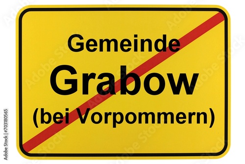 Illustration eines Ortsschildes der Gemeinde Grabow bei Vorpommern in Mecklenburg-Vorpommern photo