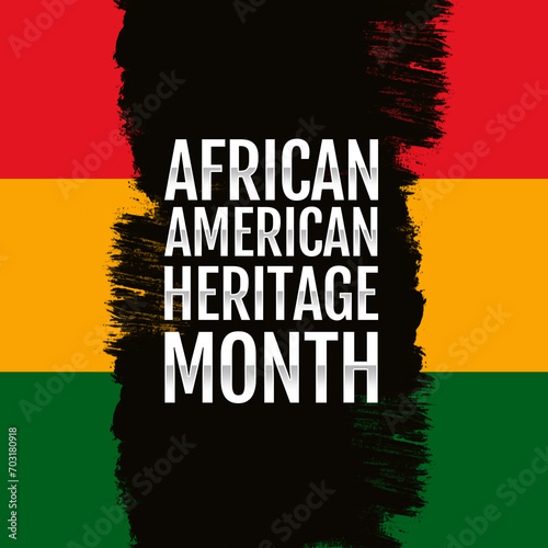 African American Heritage Month with brush strokes flag broders, Annual observance originating in the United States. photo