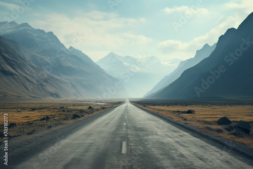 Road in the mountains. Landscape with asphalt road in the mountains. ai generated photo