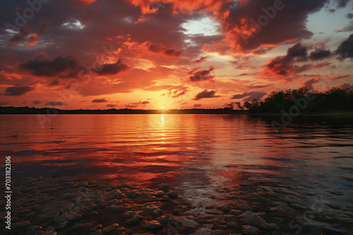 beautiful seascape at sunset. ai generated photo