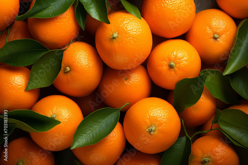 Food photo background of many tangerines, top view. 