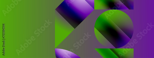 Serene gradient template. Circles and triangles mingle in minimalist perfection. Gentle fusion of forms and hues creates balanced yet captivating backdrop, embodying modern sophistication