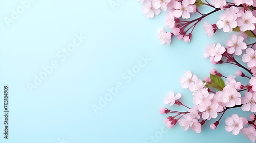 Rose flowers on blue background Valentine s day mothers day women s day concept  generative ai