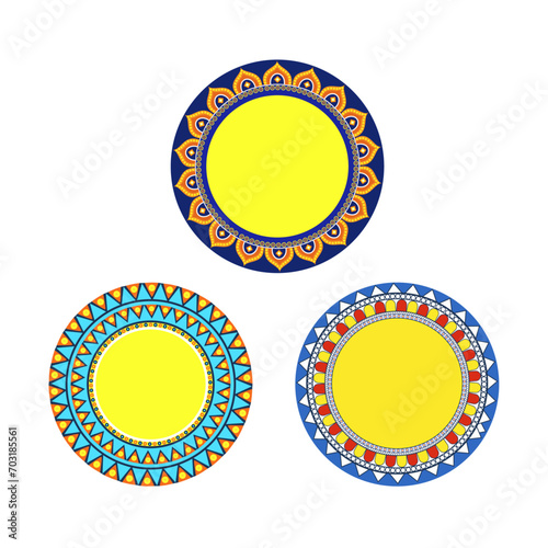 Coloured lippan Art, abstract Colorful Circle Traditional Design Vector Illustration