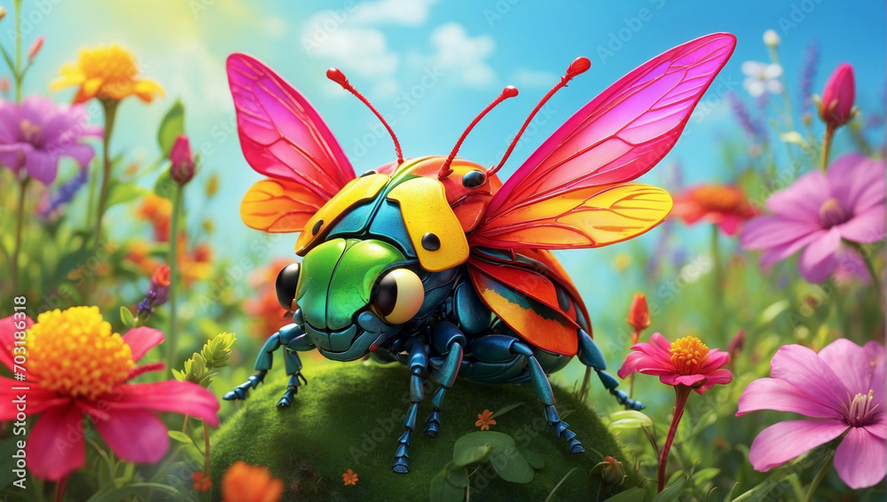 bee X Bug on a flower bee X Bug on a flower