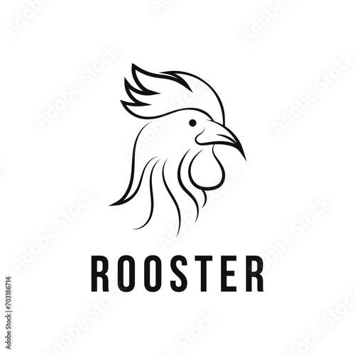 Chicken head logo design ideas, minimalist line rooster head logo design ideas