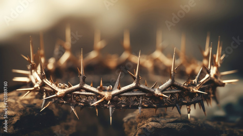 Good Friday, Passion of Jesus Christ. Crown of thorns. Christian holiday of Easter. Crucifixion, resurrection of Jesus Christ. Gospel, salvation. photo