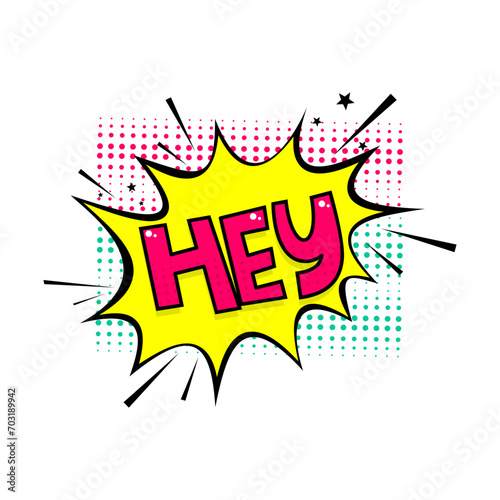 Lettering vintage hey logo template illustration. Cartoon exclusive font label tag expression