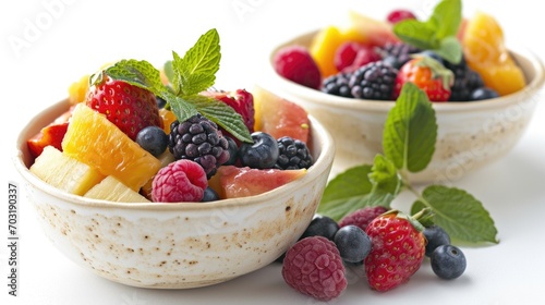 A collection of various fruits displayed in two bowls. Versatile image suitable for healthy eating  nutrition  and food-related themes