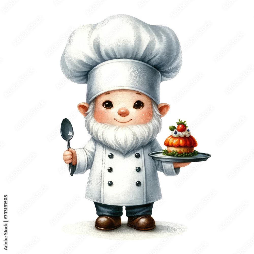 watercolor chef gnome cooking kitchen clipart watercolor chef gnome cooking kitchen clipart