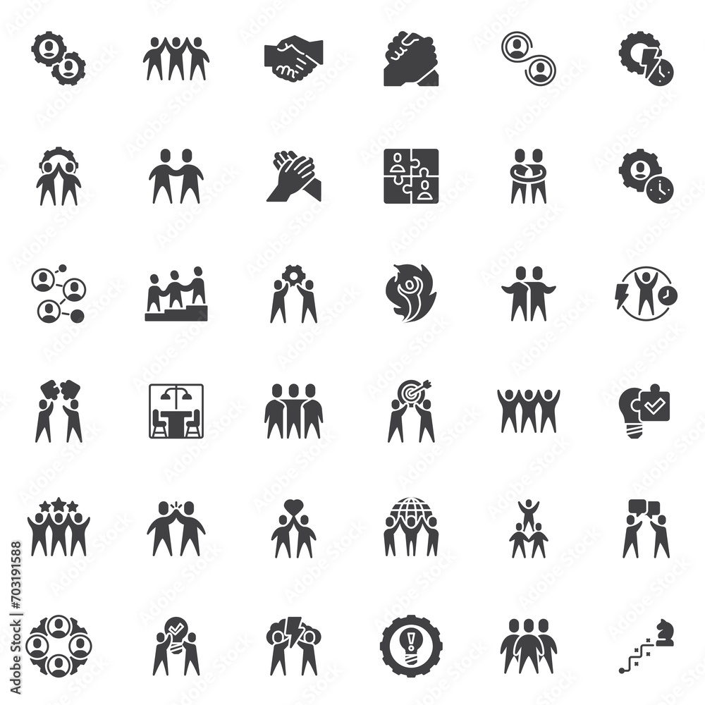 Obraz premium Teamwork vector icons set