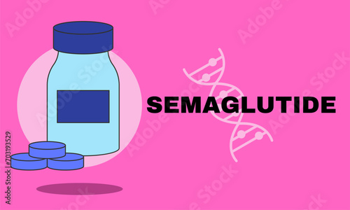 Semaglutide Ozempic injection control blood sugar levels vector
