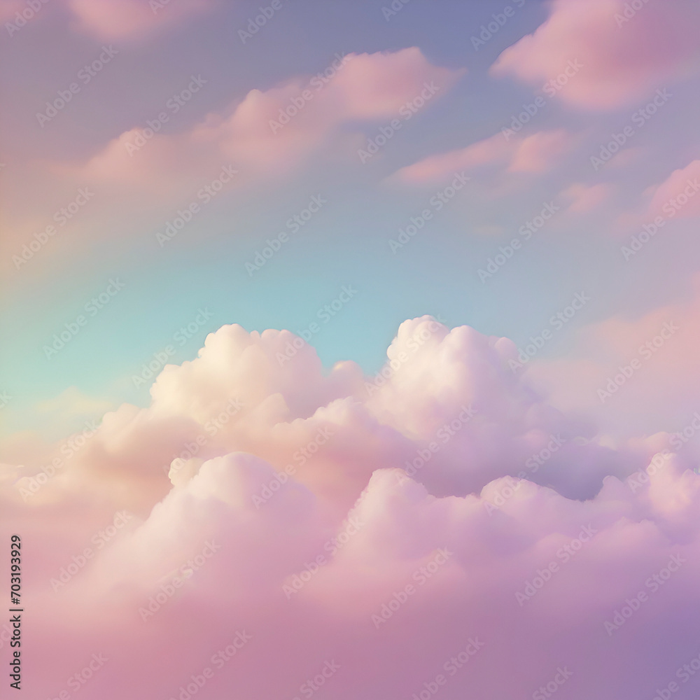 Pastel sky, cloud, and sunlight. color gradient background. 