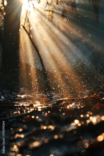 Sun shining through the water, creating a beautiful reflection. Perfect for nature-themed designs and summer-related projects