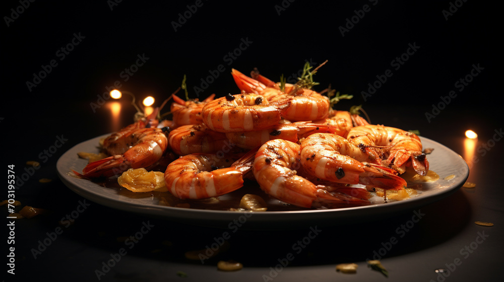 Grilled shrimp on a plate