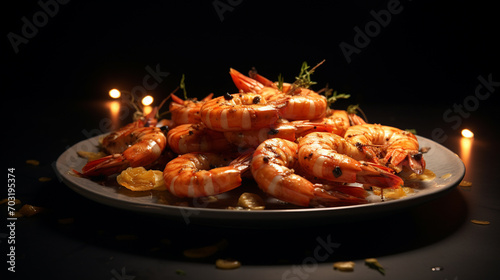 Grilled shrimp on a plate