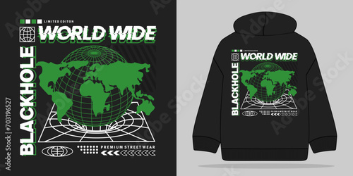 world wide slogan typography design with grid globe urban style for streetwear and hoodie design print