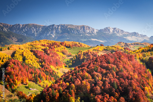 Carpathian Mountains, Romania. Autumn landscape with october colors, Bucegi photo