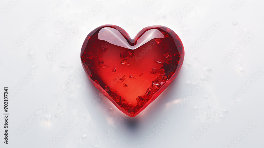 A ruby-hued heart shape