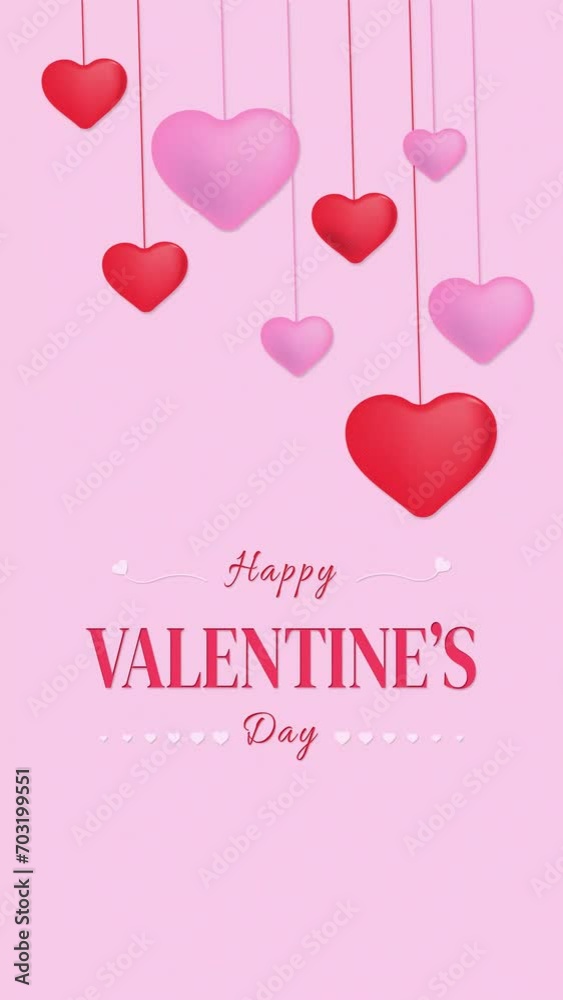 Greetings Happy Valentine's Day with heart pink and red. vertical video motion graphic for promotion in social media. Greetings Happy Valentine's Day with heart pink and red. vertical video motion graphic for promotion in social media.