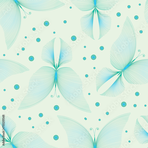 Beautiful stylized butterfly seamless pattern. Vector sketching illustration.