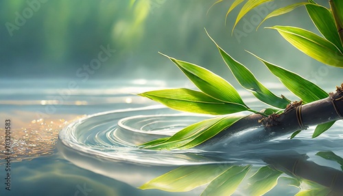 bamboo leaves in water photo