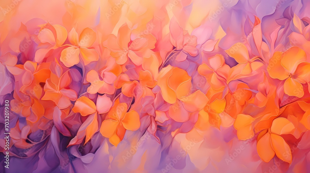 Fiery oranges meld with cool lilacs, producing a visually striking and clear solid different bright color abstract background Fiery oranges meld with cool lilacs, producing a visually striking and clear solid different bright color abstract background