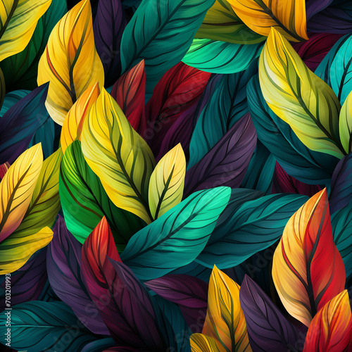 colorful tropical leaves background design. ai generated photo