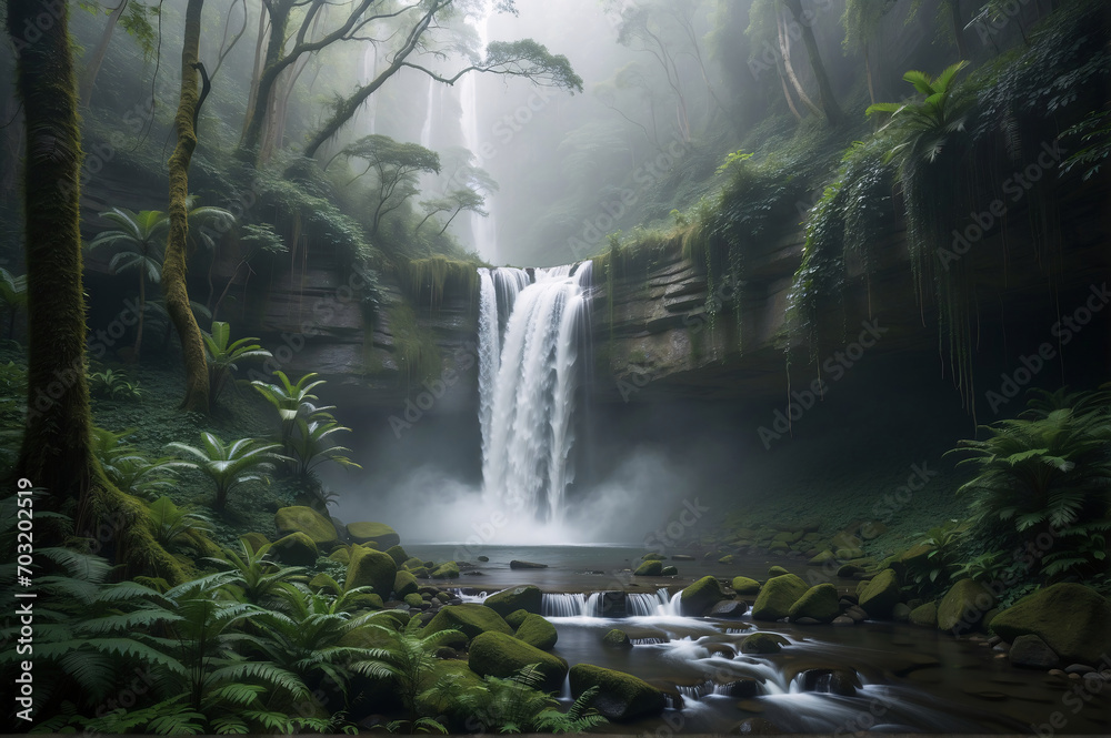 A mystical rainforest enveloped in a mystical A mystical rainforest enveloped in a mystical