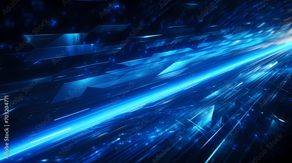 Electric blue streaks symbolizing rapid data transfer, creating a dynamic and futuristic technology-inspired abstract background. - obrazy, fototapety, plakaty 