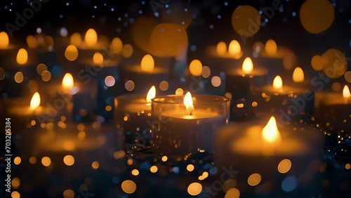 As the night wears on, the candles and stars become inseparable, creating a breathtaking sight that reminds us of the magic and power of light in the darkness. photo