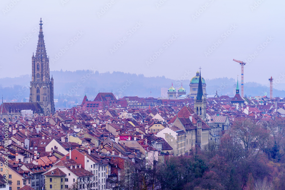 Foggy morning view of Bern