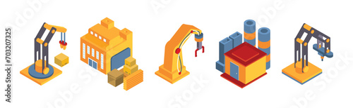 Warehouse and Storehouse Equipment and Object Isometric Vector Set