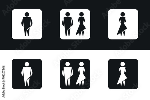 Set toilet signs. Men and women restroom icon sign right arrow. Disabled wheelchair icon. vector illustration
