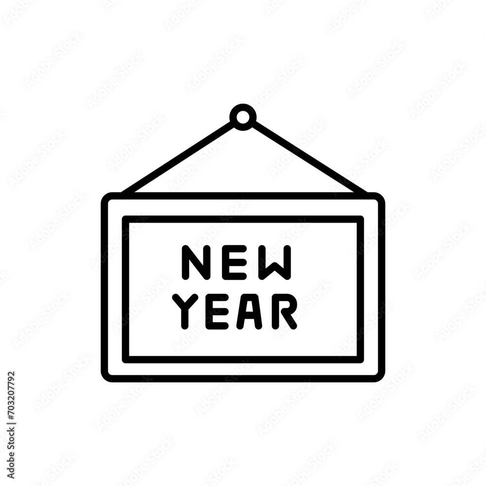New year board outline icons, minimalist vector illustration ,simple transparent graphic element .Isolated on white background