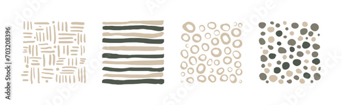 Hand Drawn Square Seamless Pattern and Doodle Ornate Vector Set