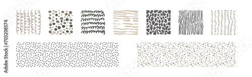 Hand Drawn Square Seamless Pattern and Doodle Ornate Vector Set