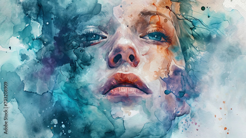 The surreal portrait created by watercolors radiates the mystical atmosphere