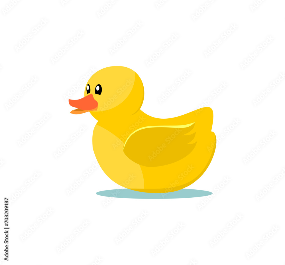 Cute little yellow duck isolated on white background