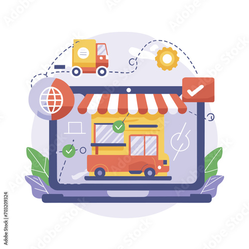 2d vector illustration colorful Land and sea transport techniques, methods and technological tools for transporting and shipping goods and products and logistic 