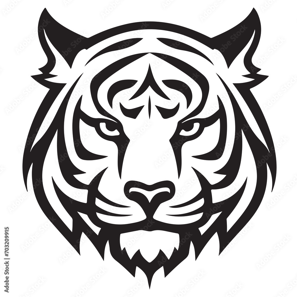 Tiger emblem hand drawn sketch Vector illustration Wild safari animals