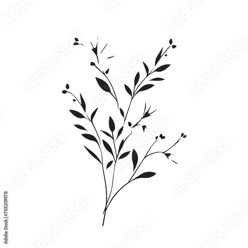 Flower lineart for wedding and vintage decoration  floral illustration 2d vector