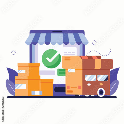 2d vector illustration colorful Land and sea transport techniques, methods and technological tools for transporting and shipping goods and products and logistic 