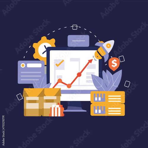 2d vector illustration colorful Land and sea transport techniques, methods and technological tools for transporting and shipping goods and products and logistic 