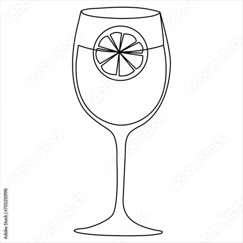 Continuous single line hand drawing icon of glass design and outline vector minimalist illustration